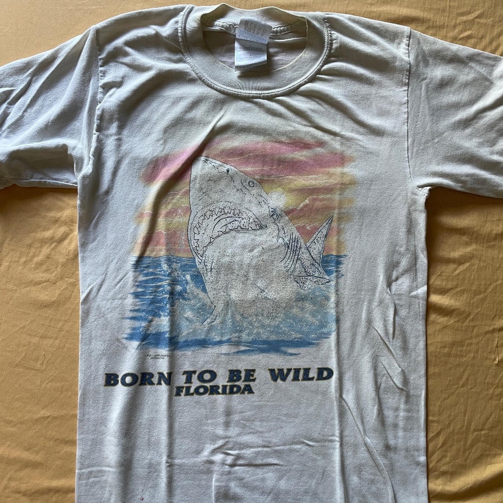 Vintage T-shirt 1993 Florida great white shark born to be wild